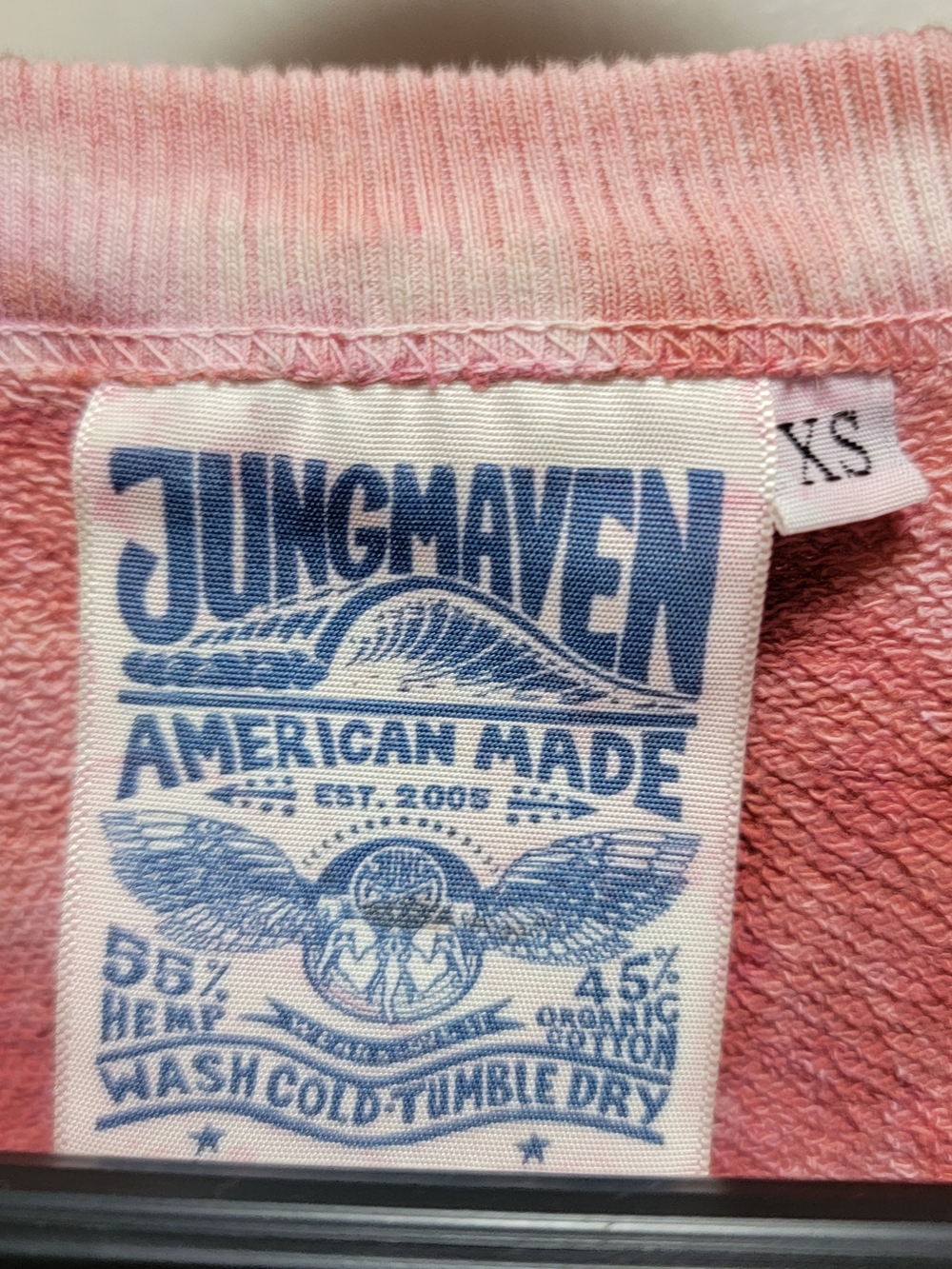 Jungmaven Pink Tie-Dye Hemp And Cotton Cropped Sweatshirt - Picture 2 of 3